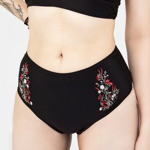 Disturbia Black Floral Bikini Bottom